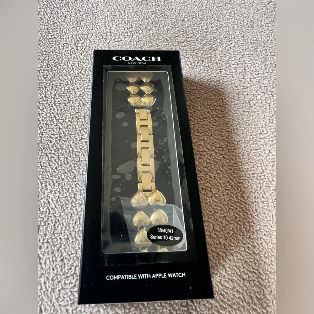 Coach Apple Watch® Crystal Gold-Tone IP Stainless Steel Heart 38/40/41mm - Picture 2 of 14